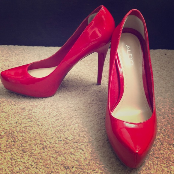 Aldo Red Patent Leather Platform Stilettos Size 39 - Picture 2 of 7